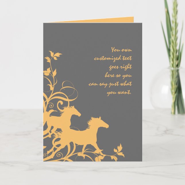 Yellow and Grey Wild Horses Thank You Card (Front)