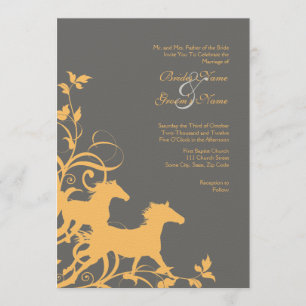 Yellow and Grey Wild Horses Wedding Invitation