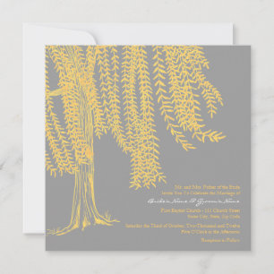 Yellow and Grey Willow Tree Wedding Invitation
