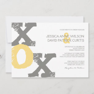 Yellow and Grey XOX Wedding Invitation