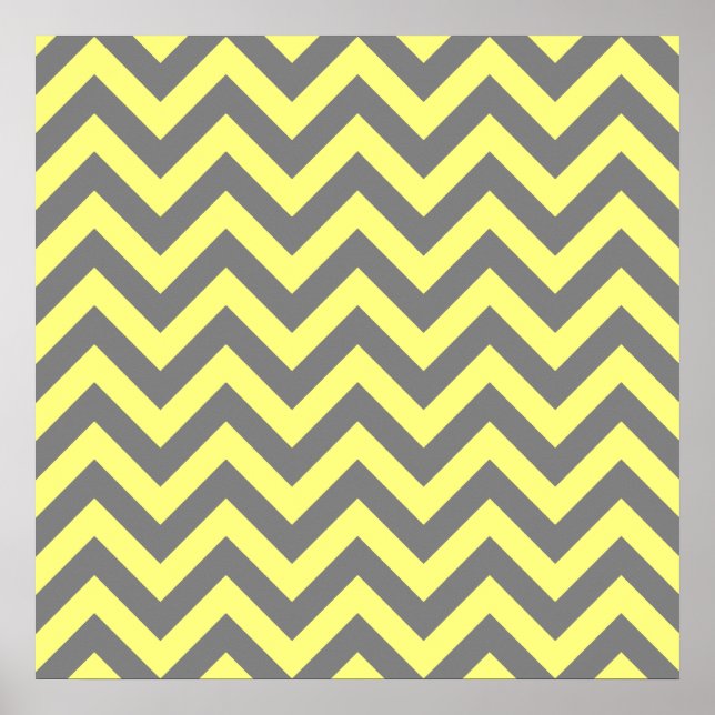 Yellow and Grey Zigzag Poster (Front)