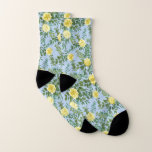 Yellow and Light Blue Rose Vintage Spring Wedding Socks<br><div class="desc">Beautiful light blue background with yellow roses makes a gorgeous vintage spring floral design for your wedding or event.</div>