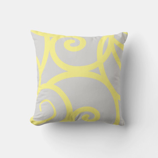 yellow and light grey  modern abstract pillow (Front)