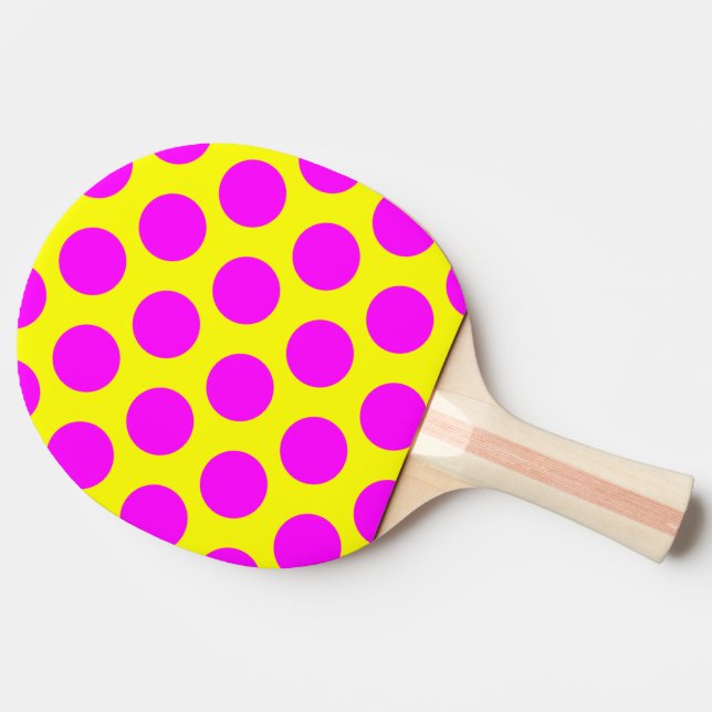 Yellow and Magenta Polka Dots Ping Pong Paddle (Side)