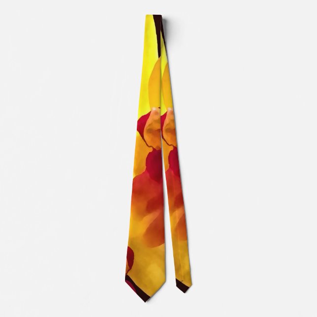 Yellow and Maroon Orchids Brassolaeliocattleya Tie (Front)