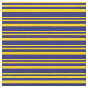 Yellow and Midnight Blue Coloured Lined Pattern Fabric