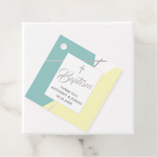 Yellow and Mint Green Contemporary Baptism Favour Tags