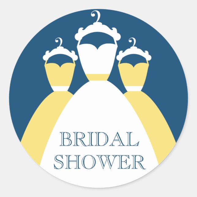 Yellow And Monaco Blue Bridal Shower Gift Seals (Front)