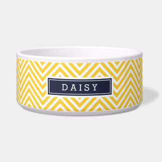 Yellow and Navy Blue Chevron Monogram