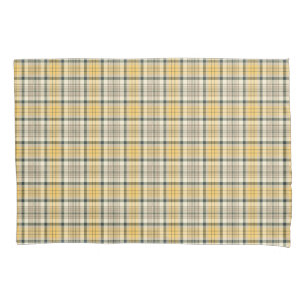 Yellow and Navy Blue Plaid Pattern Pillowcase