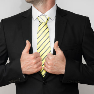 Yellow and Navy Blue Stripes Tie