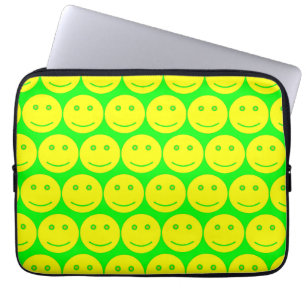 Yellow And Neon Green Faces Laptop Sleeve