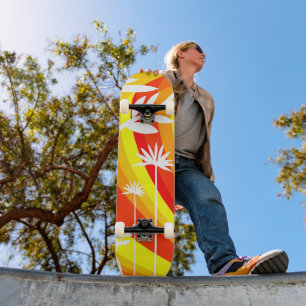 Yellow and Orange Botanical  Skateboard