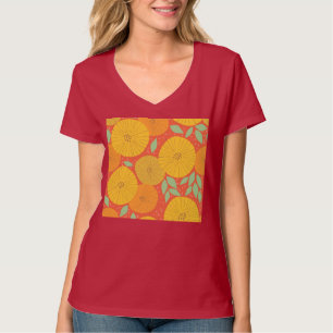 Yellow And Orange Circular Blooms T-Shirt