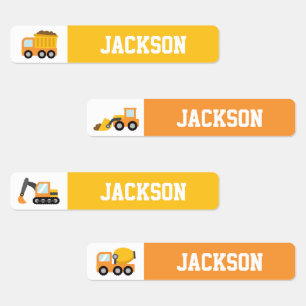 Yellow And Orange Construction Vehicles Boys Name