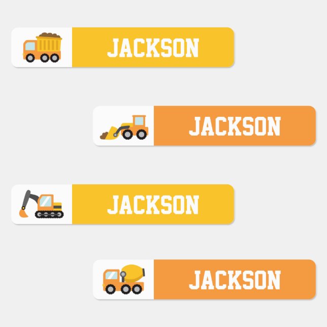 Yellow And Orange Construction Vehicles Boys Name (Group)