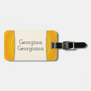 Yellow and Orange Curved Lines + Personalised Name Luggage Tag