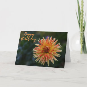 Yellow and Orange Dahlia Happy Birthday Card