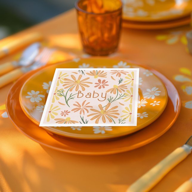 Yellow and Orange Daisies Baby Shower Napkin (Creator Uploaded)