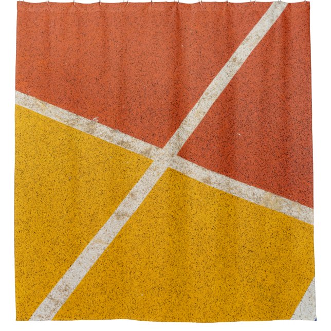 Yellow and orange flooring shower curtain (Front)