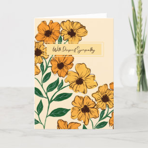Yellow and Orange Flowers Deepest Sympathy Thank You Card
