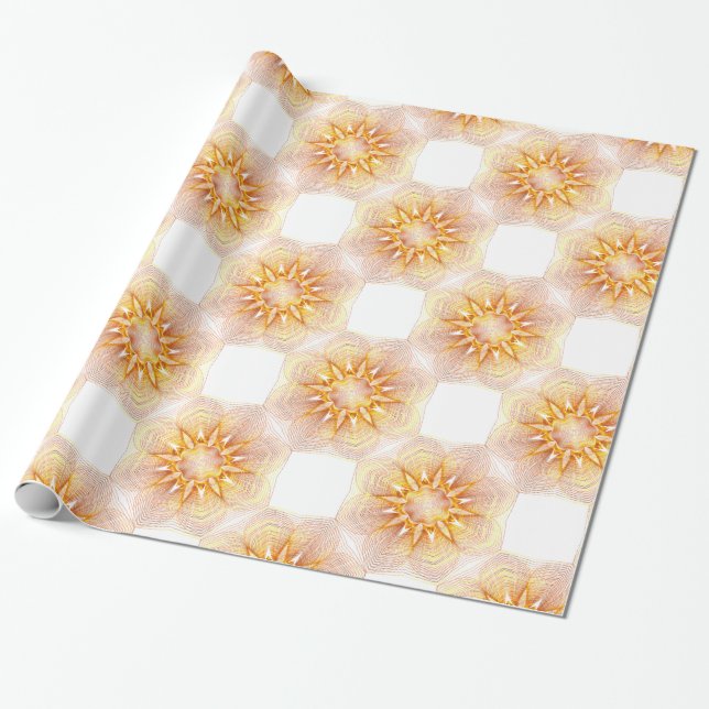 Yellow And Orange Flowers Pattern Wrapping Paper (Unrolled)