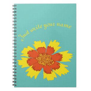 Yellow and orange girly coreopsis flower notebook