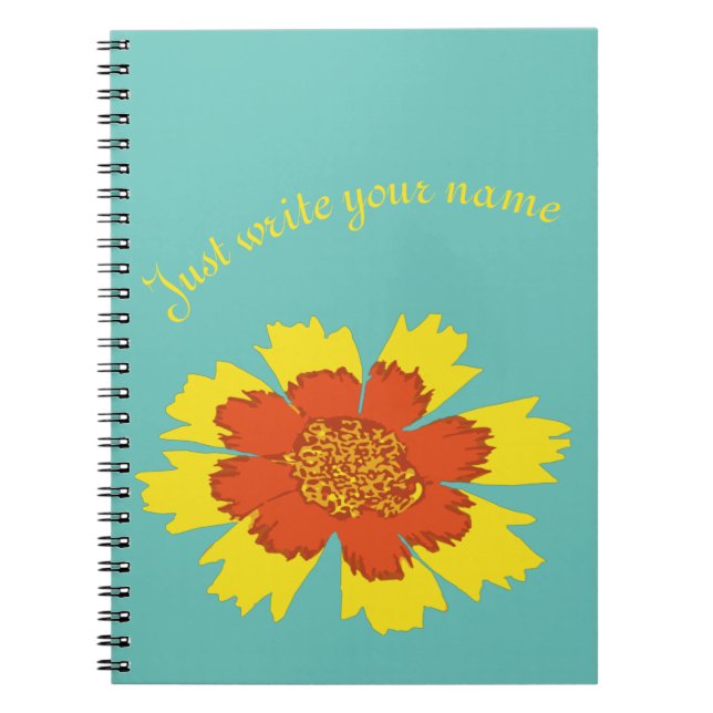 Yellow and orange girly coreopsis flower notebook (Front)