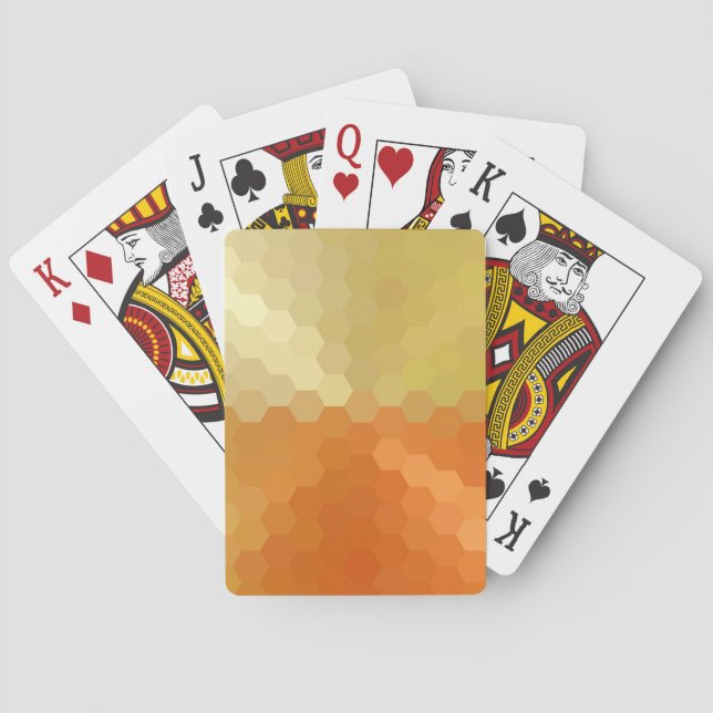 Yellow and Orange Hexagonal Seamless Pattern Playing Cards (Back)