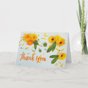 Yellow and orange marigolds thank you card