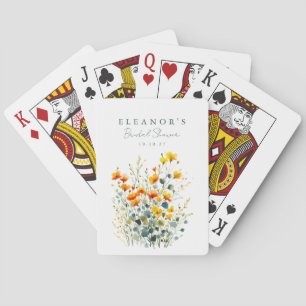 Yellow and Orange Meadow Wildflowers Bridal Shower Playing Cards