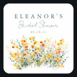 Yellow and Orange Meadow Wildflowers Bridal Shower Square Sticker<br><div class="desc">Yellow and Orange Meadow Wildflowers Bridal Shower Square Sticker</div>