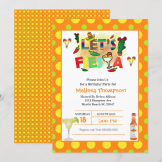 Yellow and Orange Mexican Fiesta Birthday Invitation