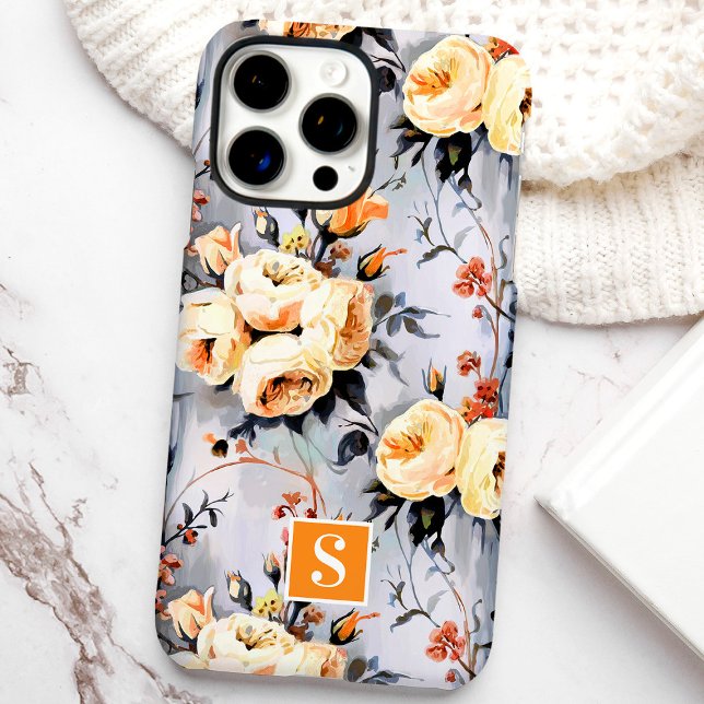 Yellow and Orange Monogram Floral  Case-Mate iPhone Case (Creator Uploaded)
