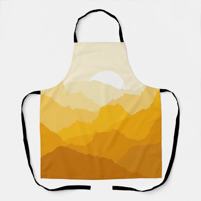 Yellow and orange mountain sunrise apron (Front)