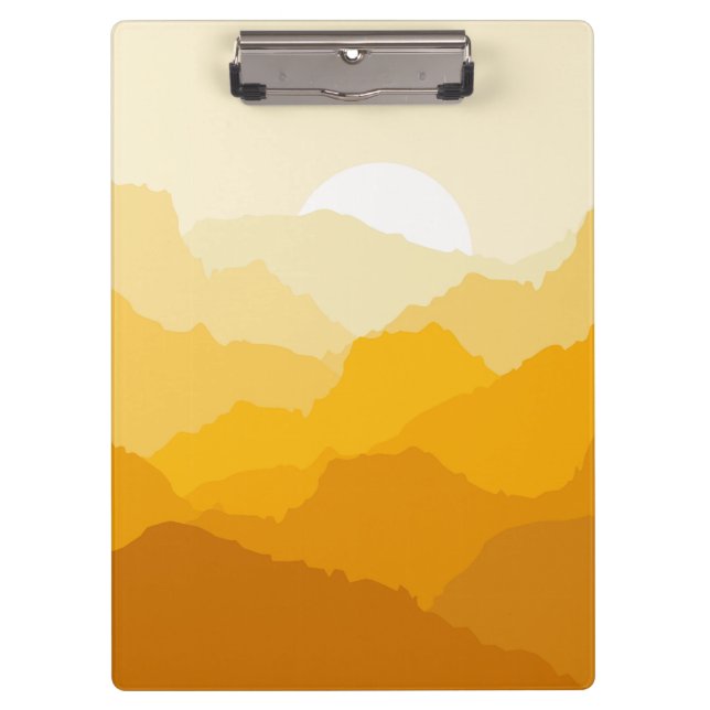 Yellow and orange mountain sunrise clipboard (Front)