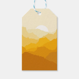 Yellow and orange mountain sunrise gift tags