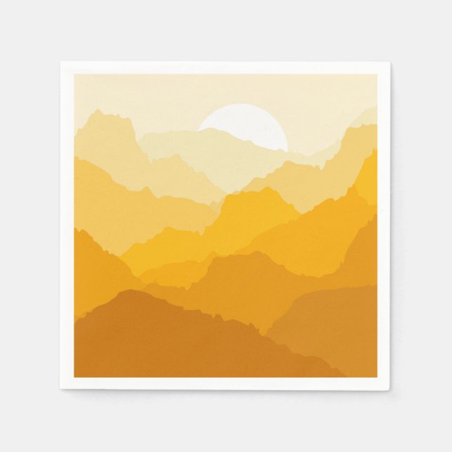 Yellow and orange mountain sunrise napkin (Front)