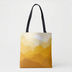 Yellow and orange mountain sunrise tote bag