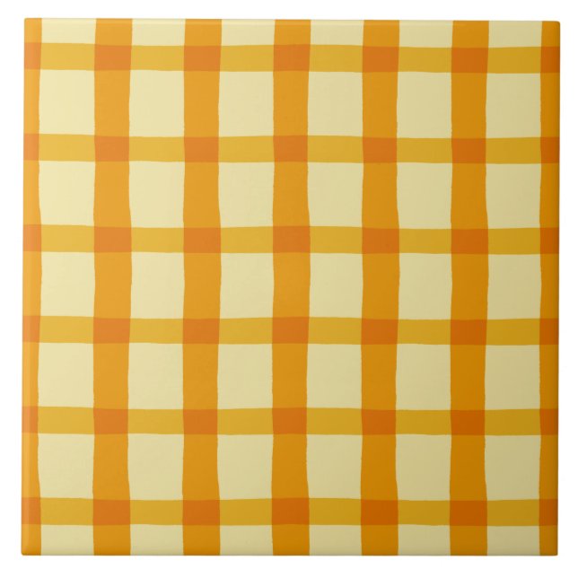 Yellow and Orange Plaid Tile (Front)