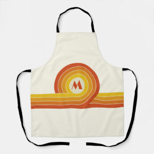 Yellow and orange retro style circles and lines apron