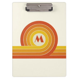 Yellow and orange retro style circles and lines clipboard