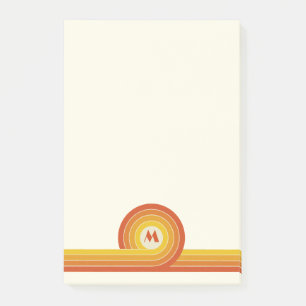 Yellow and orange retro style circles and lines post-it notes