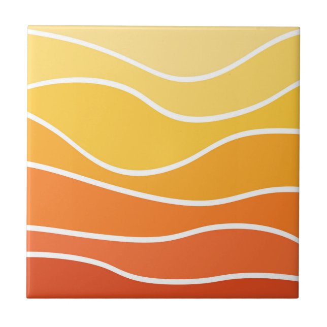 Yellow and orange retro style waves tile (Front)