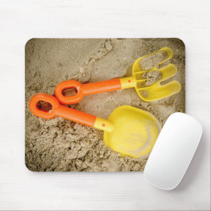 Yellow and Orange Sand Toys Beach Art Mouse Pad