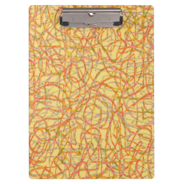 Yellow and orange scribbled lines pattern clipboard (Front)