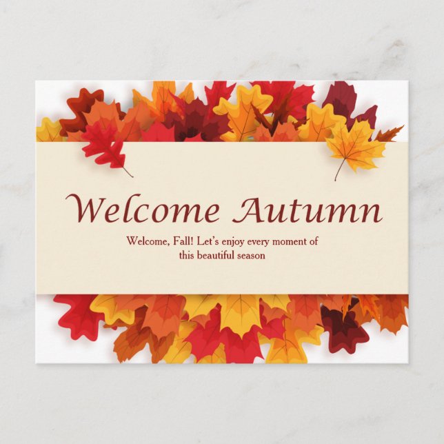 Yellow and Orange Simple Welcome Autumn Postcard (Front)