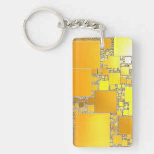 Yellow and Orange Squared Acrylic Key Ring