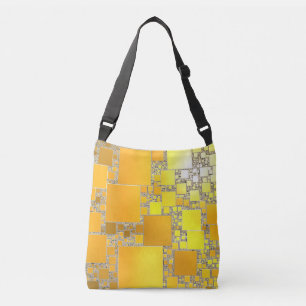 Yellow and Orange Squared Cross Body Tote Bag