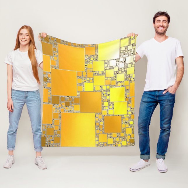 Yellow and Orange Squared Fleece Blanket (In Situ)